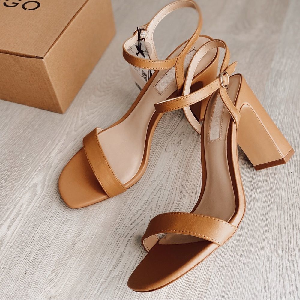 Mango Genuine Leather Sandals Heels